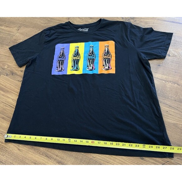 Vintage Retro Coca Cola 4 Glass Bottles Black Short Sleeve T Shirt Mens 2X - Picture 6 of 8